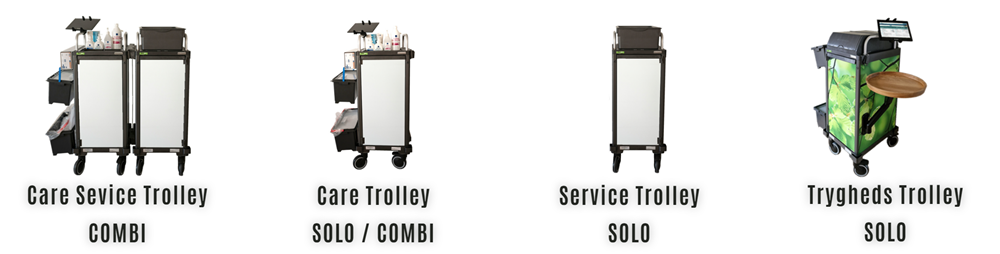 M&oslash;bler til opbevaring p&aring; plejehjem, CareServiceTrolley, plustuid forbedringstavler