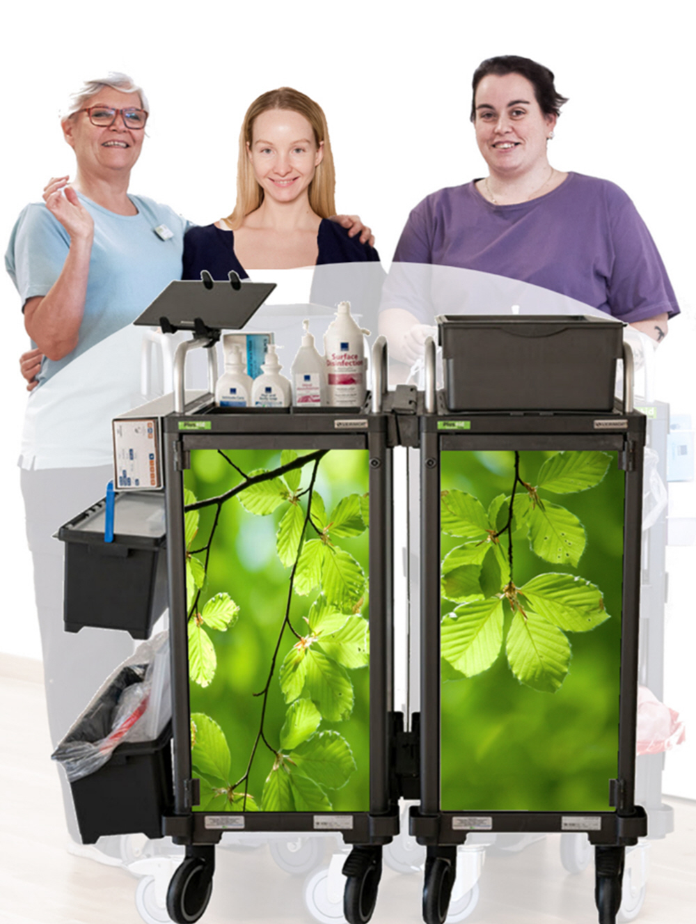 M&oslash;bler til opbevaring p&aring; plejehjem, CareServiceTrolley, plustuid forbedringstavler